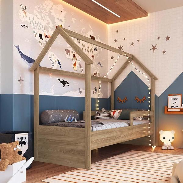 Imagem de Cama Infantil Casinha Solteiro Aveiro Oak Sonho Completa Móveis