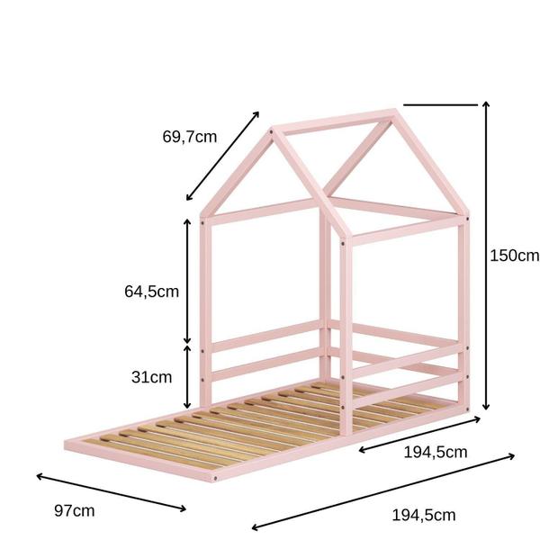 Imagem de Cama Infantil Casinha Yescasa limonada rosa