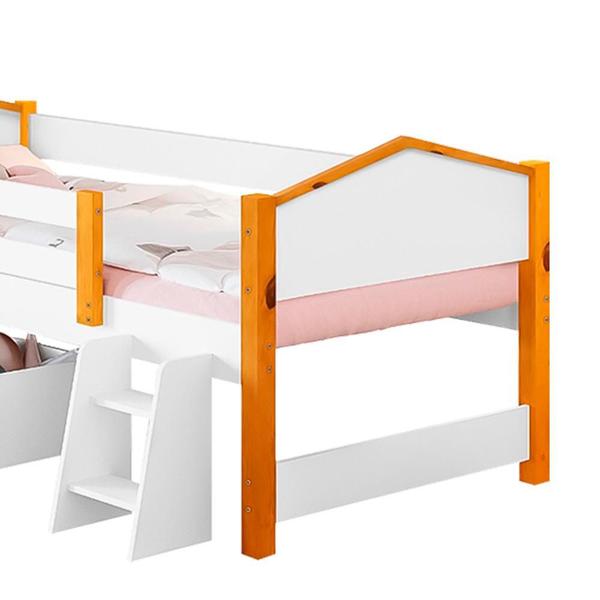 Imagem de Cama Infantil Com 2 Baús E Escadinha Solteiro Branco Ellah Shop JM