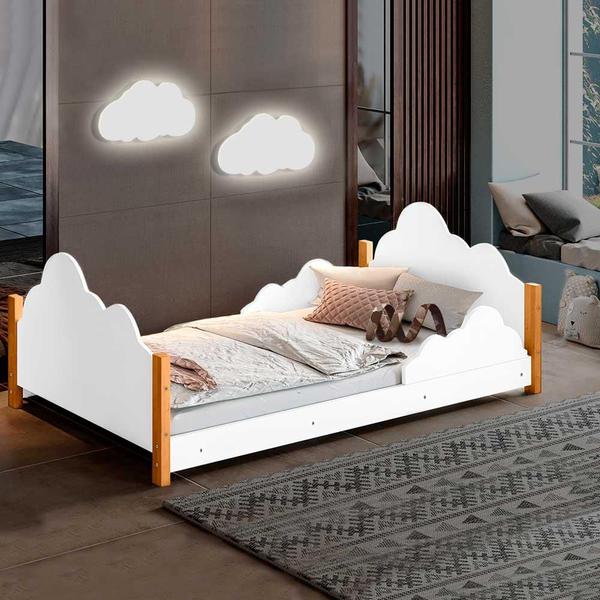 Imagem de Cama Infantil Com 2 Luminárias Nuvem Cristal Branco Divaloto