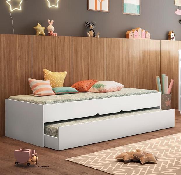 Imagem de Cama Infantil com Cama Auxiliar Chiara Branco Brilho - Phoenix Baby