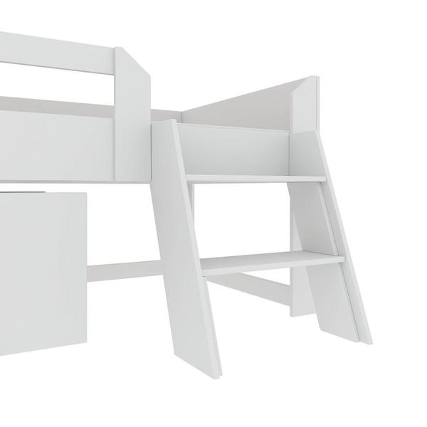 Imagem de Cama Infantil com Escada e 2 Baús Serena Yescasa Branco Perfect Wood