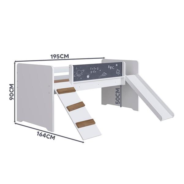 Cama Infantil com Escorregador e Lousa Branco - Alice Shop JM - COMPLETA MOVEIS Imagem de Cama Infantil com Escorregador e Lousa Branco - Alice Shop JM