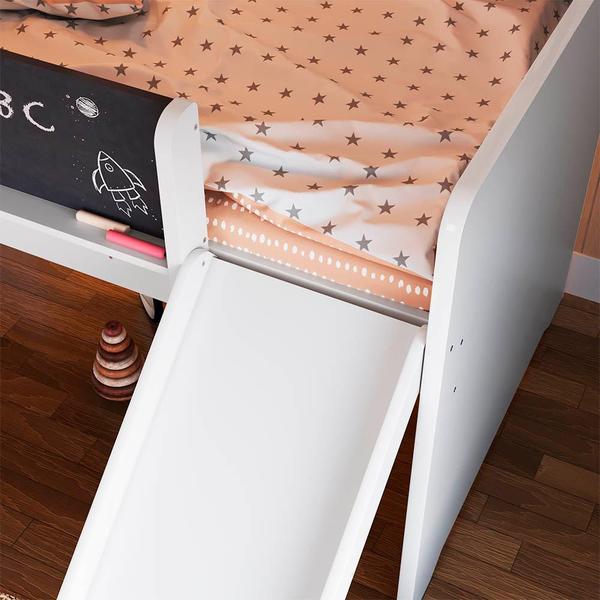 Imagem de Cama Infantil com Escorregador e Lousa Branco - Alice Shop JM