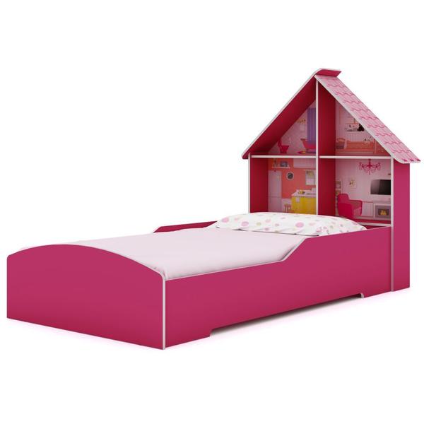 Imagem de Cama Infantil com proteção lateral e cabeceira casinha casinha Gelius - Pink Ploc