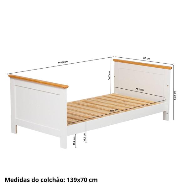 Imagem de Cama Infantil de Madeira Maciça Nest Branco/Carvalho