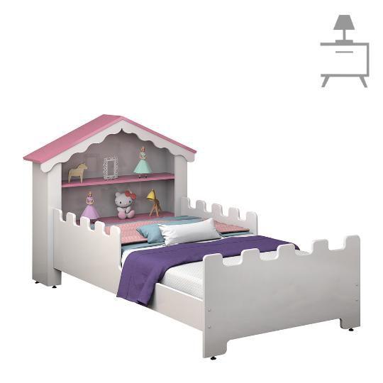 Imagem de Cama Infantil de Princesa Magia com Colchão Branco/ Rosa