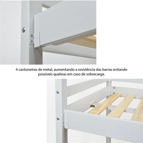 Imagem de Cama Infantil Divertida Altura 125cm com Grade de Proteção Branco - Casatema