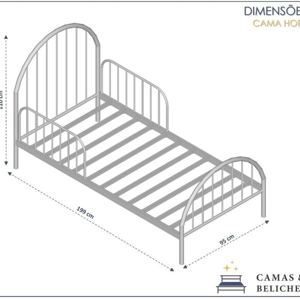 Imagem de Cama Infantil em Ferro 199x110x95 cm Hope Rosa Bebê