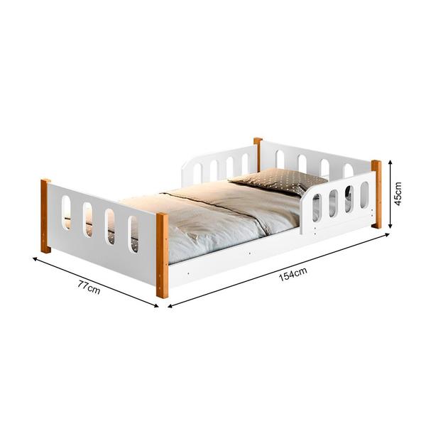 Imagem de Cama Infantil Juvenil Camila com Colchão + Grade de Proteção e Luminária Led - Branca