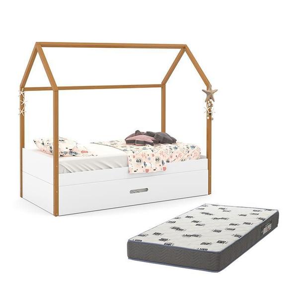 Imagem de Cama Infantil Kids Liv com Auxiliar New e 2 Colchões Light D33 Freijó - Matic Móveis