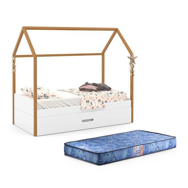 Imagem de Cama Infantil Kids Liv com Auxiliar New e 2 Colchões Supreme D20 Freijó - Matic Móveis