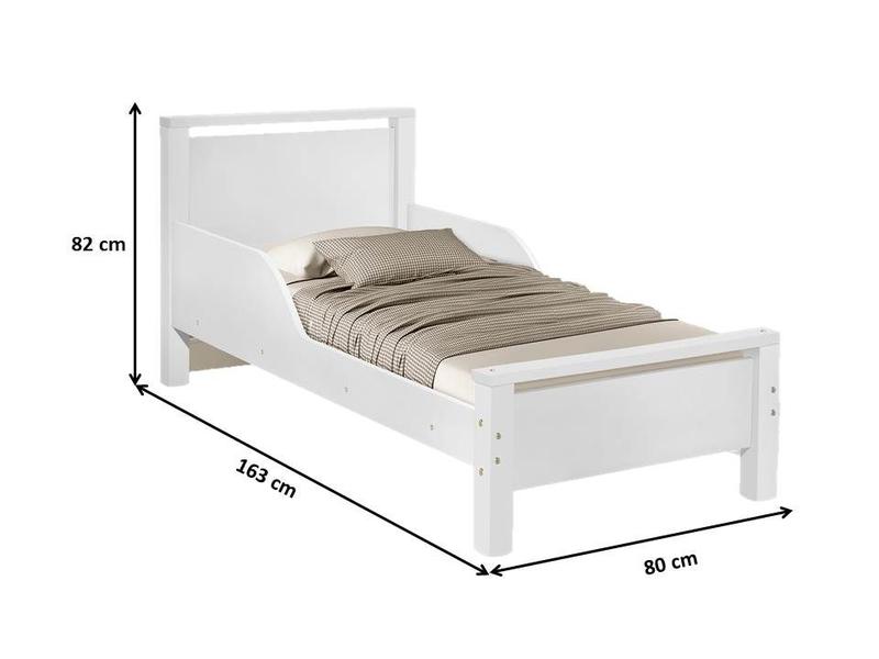 Imagem de cama infantil meli com proteção lateral reforçada para quarto de criança design moderno e robusto branco