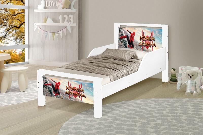 Imagem de cama infantil meli homen aranha com proteção lateral para quarto estilo classic estilosa