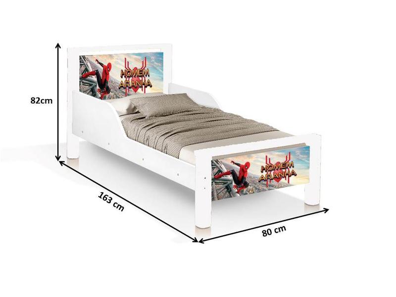 Imagem de cama infantil meli homen aranha com proteção lateral para quarto estilo classic estilosa