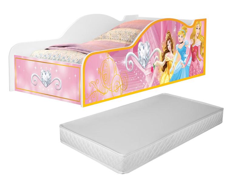 Imagem de Cama Infantil Meninas Princesas Carro Castelo Docel Quarto Criança Princess Com Colchão