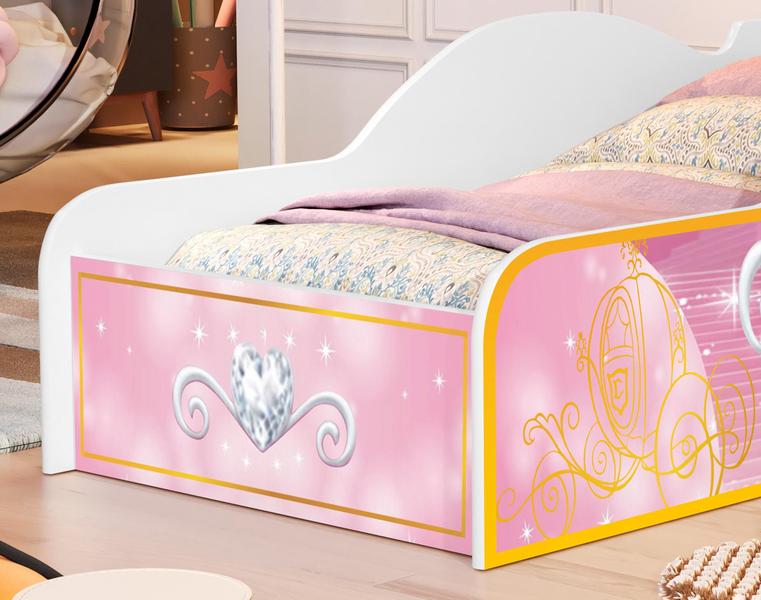 Imagem de Cama Infantil Meninas Princesas Carro Castelo Docel Quarto Criança Princess Com Colchão