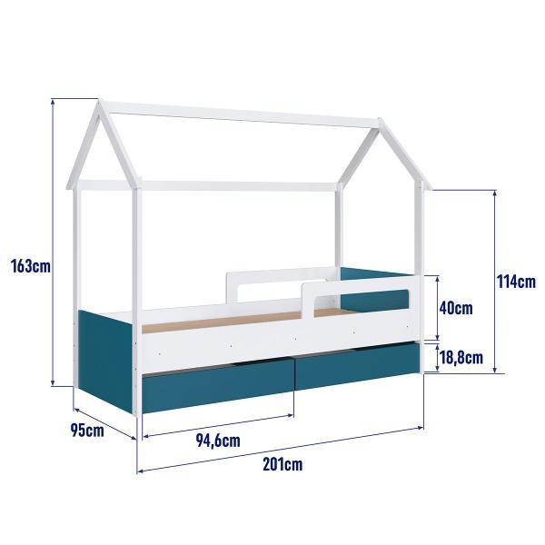 Imagem de Cama Infantil Montessoriana 2 Gavetas Branco/Azul Secreto - Completa Móveis