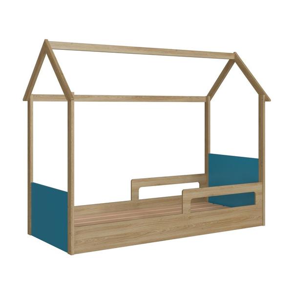 Imagem de Cama Infantil Montessoriana Aveiro Oak/ Azul Secreto - Completa Móveis