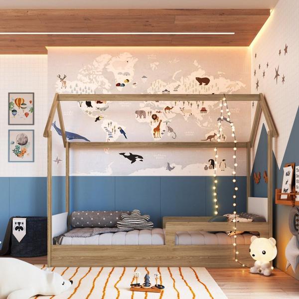 Imagem de Cama Infantil Montessoriana Aveiro Oak/Branco