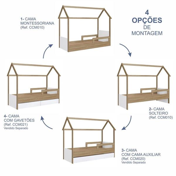 Imagem de Cama Infantil Montessoriana Aveiro Oak/ Branco - Completa Móveis