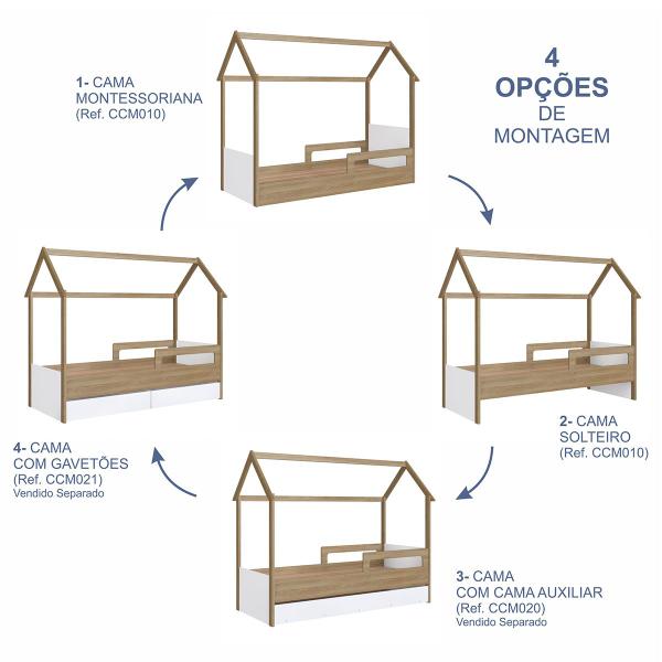 Imagem de Cama Infantil Montessoriana Aveiro Oak/Branco - Completa Móveis