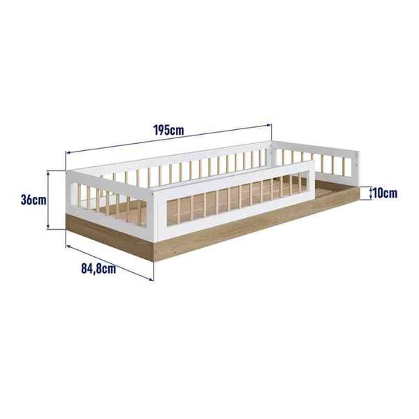 Imagem de Cama Infantil Montessoriana Aveiro OAK com Branco Completa Móveis