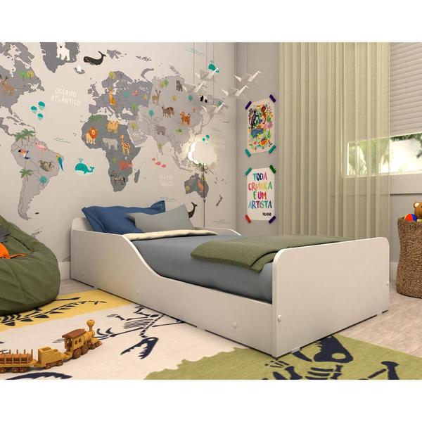 Imagem de Cama Infantil Montessoriana c/ Barras de Proteção p/ colchão 70 x 150 cm Square Multimóveis Branca