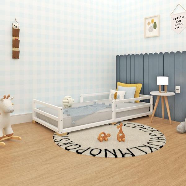 Imagem de Cama Infantil Montessoriana Cabana com Proteção em Barra e Pés Branco