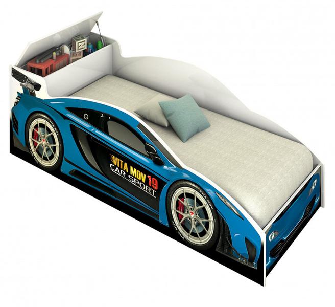 Cama Infantil Montessoriana Carro Speed Infantil Meninos Baú Brinquedos Para Criança Quarto Azul - N&E Loja Imagem de Cama Infantil Montessoriana Carro Speed Infantil Meninos Baú Brinquedos Para Criança Quarto Azul