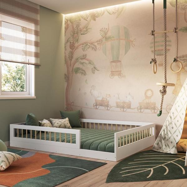 Imagem de Cama Infantil Montessoriana Casal Completa Móveis Affetto Branco