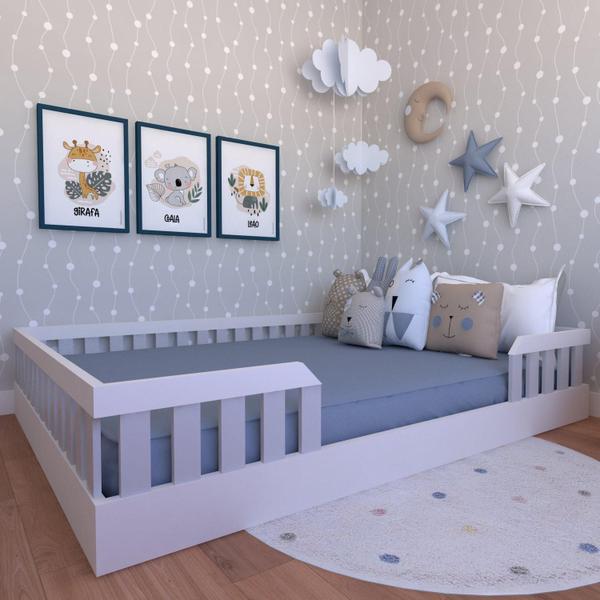 Imagem de Cama Infantil Montessoriana Casal Cori Yescasa Branco/Cinza Cristal