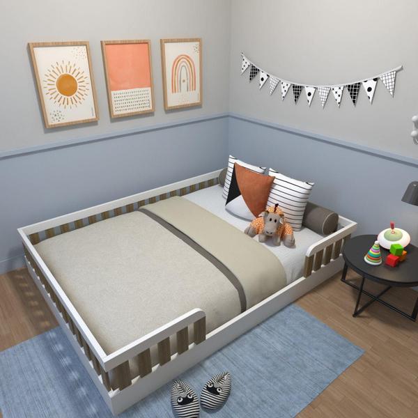 Imagem de Cama Infantil Montessoriana Casal Sol Yescasa Branco/Carvalho Mel