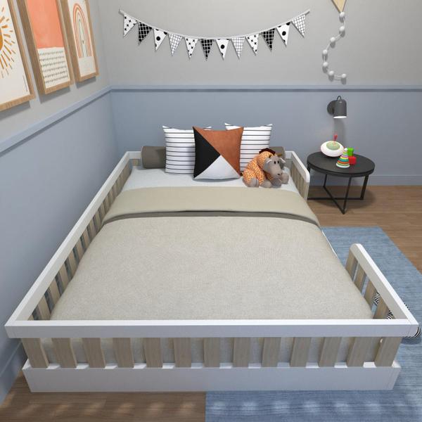 Imagem de Cama Infantil Montessoriana Casal Sol Yescasa Branco/Geneve