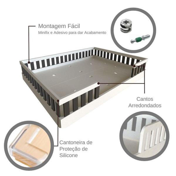 Imagem de Cama Infantil Montessoriana Casal Sol Yescasa Branco/Preto