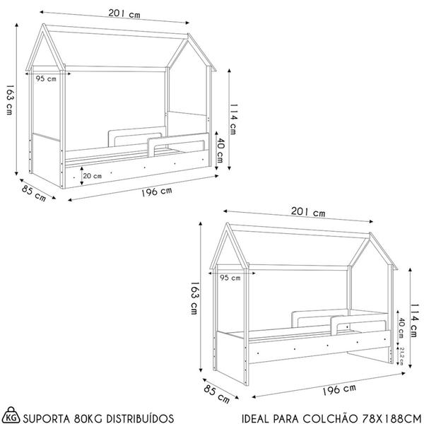 Imagem de Cama Infantil Montessoriana Casinha Infix C06 Aveiro/Branco - Mpozenato