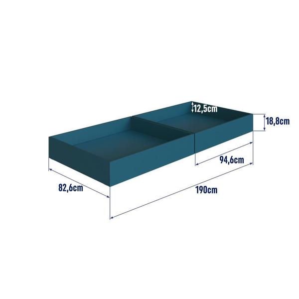 Imagem de Cama Infantil Montessoriana Casinha Solteiro Menino Menina com Proteção Lateral e Gavetas com Rodas