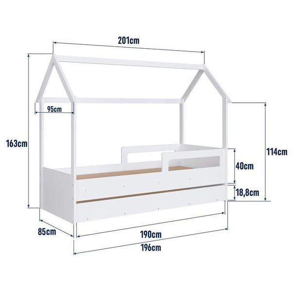 Imagem de Cama Infantil Montessoriana com Cama Auxiliar 2 Colchões Branco