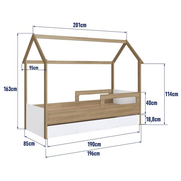 Imagem de Cama Infantil Montessoriana com Cama Auxiliar Aveiro Oak/Branco