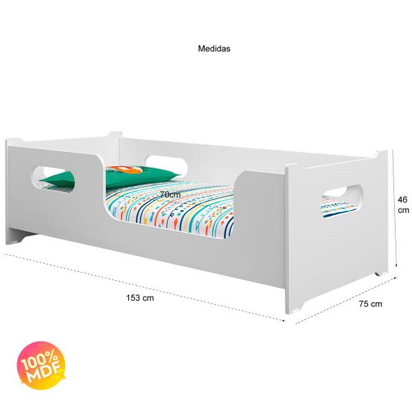 Imagem de Cama Infantil Montessoriana Com Colchão e Grade Proteção Lateral  Quarto Estrado Reforçado Juvenil Menina Menino Princesa