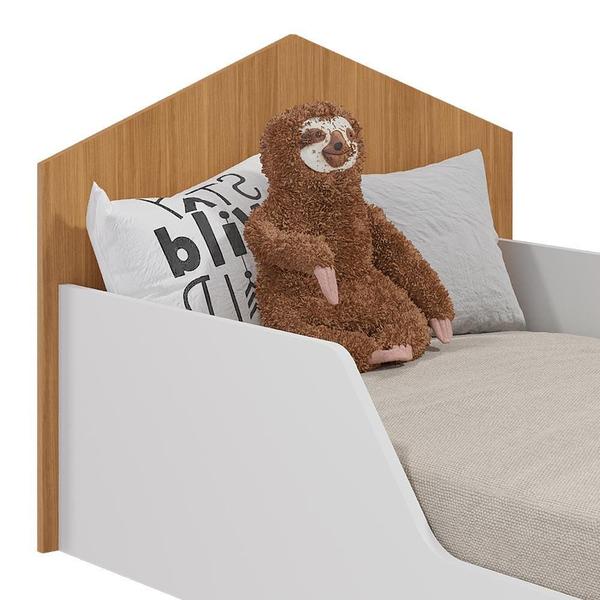 Imagem de Cama Infantil Montessoriana Com Colchão E Grades De Proteção Branco Nature Ceci Shop JM