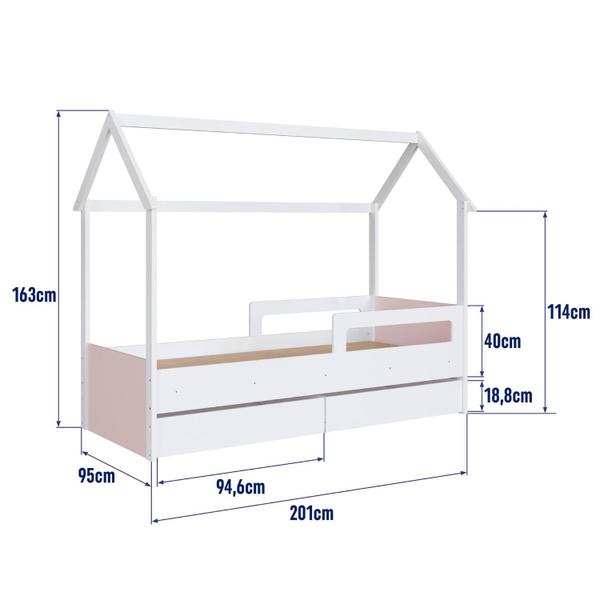 Imagem de Cama Infantil Montessoriana com Gavetas Branco com Rosa