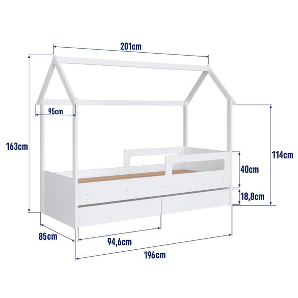 Imagem de Cama Infantil Montessoriana com Gavetões Inferiores Branco