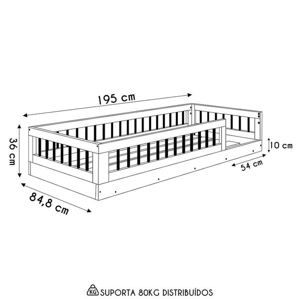 Imagem de Cama Infantil Montessoriana Com Grade Lumiar C06 Branco - Mpozenato