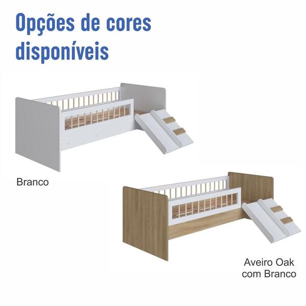 Imagem de Cama Infantil Montessoriana de Solteiro Menino Menina 193cm com Escada, Escorregador e Grade de Proteção