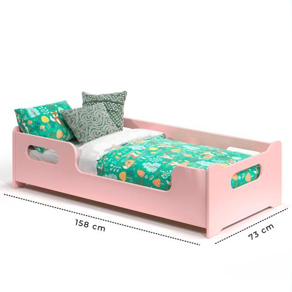 Cama Infantil Montessoriana Encanto com Proteção Lateral para Quarto de Criança Rosa - Select Móveis Imagem de Cama Infantil Montessoriana Encanto com Proteção Lateral para Quarto de Criança Rosa