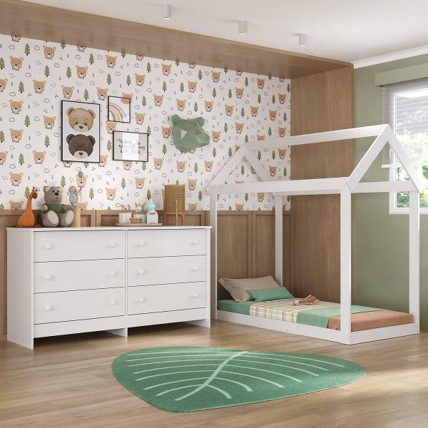 Imagem de Cama Infantil Montessoriana para Colchão 150 x 70cm com Cômoda Bambolê Multimóveis MX4287