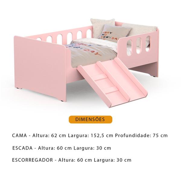 Cama Infantil Montessoriana Quarto de Criança com Escada Escorregador Rosa - Select Móveis Imagem de Cama Infantil Montessoriana Quarto de Criança com Escada Escorregador Rosa