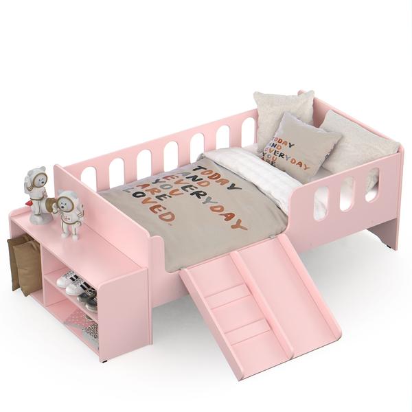 Imagem de Cama Infantil Montessoriana Quarto De Criança Com Nicho Escada E Escorregador