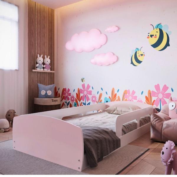 Imagem de Cama Infantil Montessoriana Solteiro com Proteção Lateral Jardim Movelbras